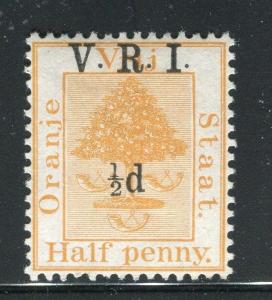 ORANGE FREE STATE;  1900 early V.R.I. surcharge Mint hinged 1/2d value,  