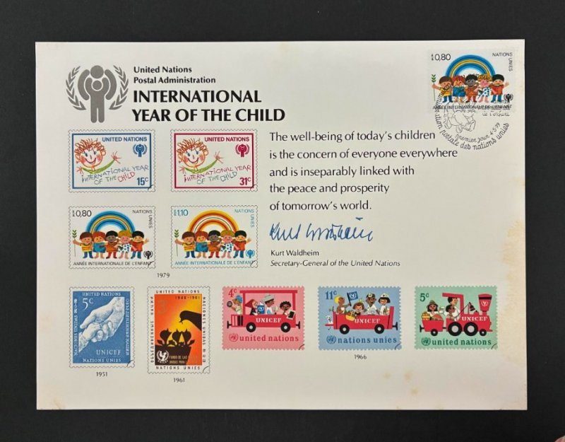 United Nations. 1979 Souvenir Cards. SC15. Mint NH. w/First Day Cancels. 17265