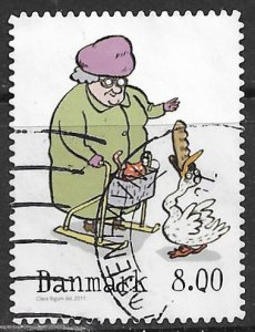 Denmark ~ Scott # 1573 ~ Used ~ Woman Feeding Duck