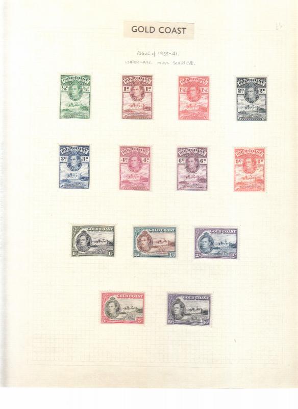 GOLD COAST 1938 SET VALUES TO 10/- MOUNTED MINT