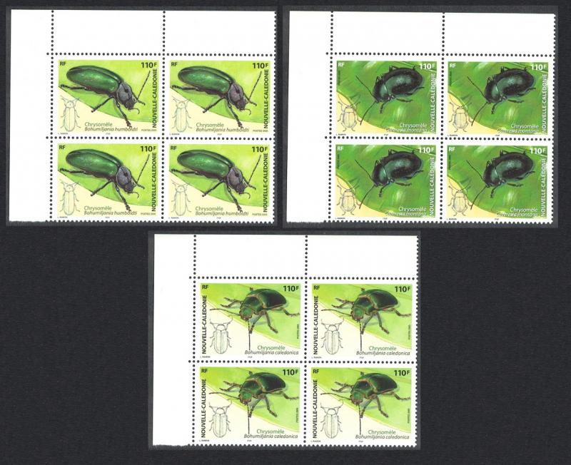 New Caledonia Leaf Beetles Chrysomelidae Insects 3v Top Left Blocks of 4