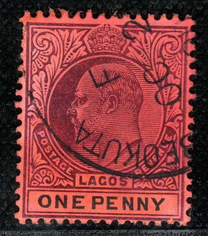 Nigeria LAGOS KEVII Stamp 1d *ABEOKUTA * CDS Postmark Used BL2WHITE39