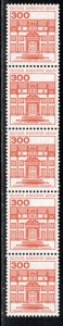 Germany Berlin Scott # 9N445, mint nh, variation coil of 5 with #, Mi # 677AR