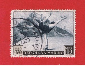 San Marino #334  VF used  1953  100 l  Roller Skating   Free S/H