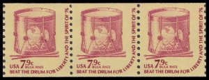 US 1615 Drum bulk rate 7.9c coil strip (3 stamps) MNH 1976