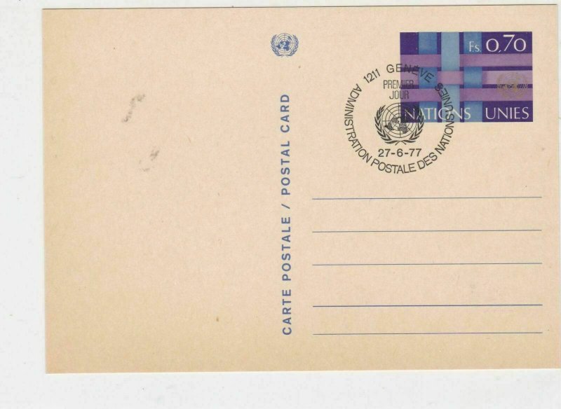 Geneva United Nations 1977  stamps card ref 21668