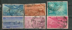 India 1954 Year Pack of 6 Stamps Indian Stamp Centenary, UN, Foresty Used Ind...