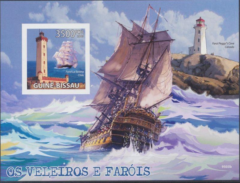 GUINEA BISSAU 2009 SHEET IMPERF LIGHTHOUSES SAIL SHIPS BOATS