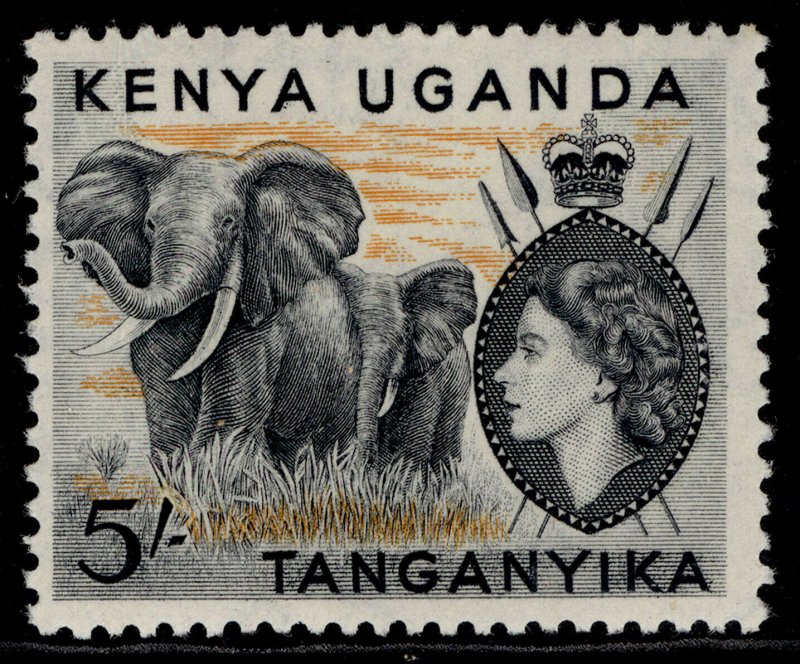 KENYA UGANDA TANGANYIKA QEII SG178, 5s black & orange, NH MINT. Cat £45.