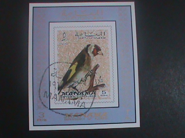 MANAMA-1970-RARE LOVELY BIRD-CTO-IMPERF:S/S -VF LAST ONE HARD TO FIND  CTO SHEET