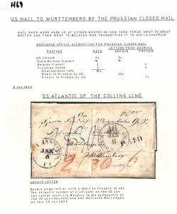 USA Cover PRUSSIAN CLOSED MAIL *Collins Line* Transatlantic 1853 Letter APH69