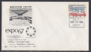 Canada Scott 469 Rose Craft FDC - EXPO 67