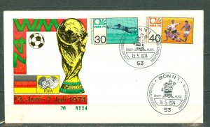 GERMANY 1974 FIFA SOCCER WORLD CUP SCARCE SOUV. COVER ...BONN EDITION...#1146-47