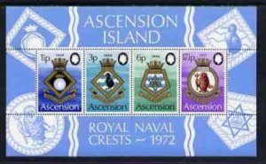 ASCENSION IS. - 1972 - Royal Navy Crests, 4th Series - Perf Min Sheet - MNH