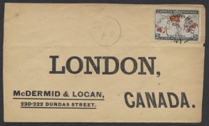 1900 Map Stamp Cover Park-Head (Bruce) ONT Split Ring Cancel to London Toning