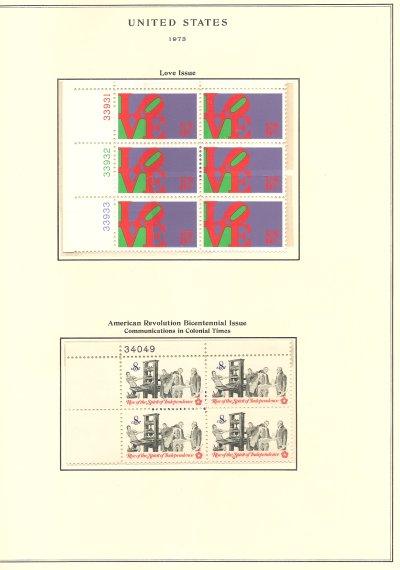 Scott US Plate Block 1973 supplement w/4mounted mnh blocks