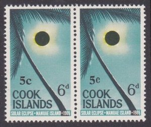 COOK ISLANDS 1967 5c on 6d solar eclipse MNH pair - 1 with small C ........B2103