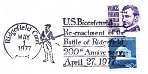 US SPECIAL PICTORIAL POSTMARK COVER U.S. BICENTENNIAL RE-ENACTMENT RIDGEFIELD CT