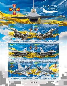 2024/01 - CENTRAL AFRICAN - F16 FOR UKRAINE           6V  complet set    MNH **