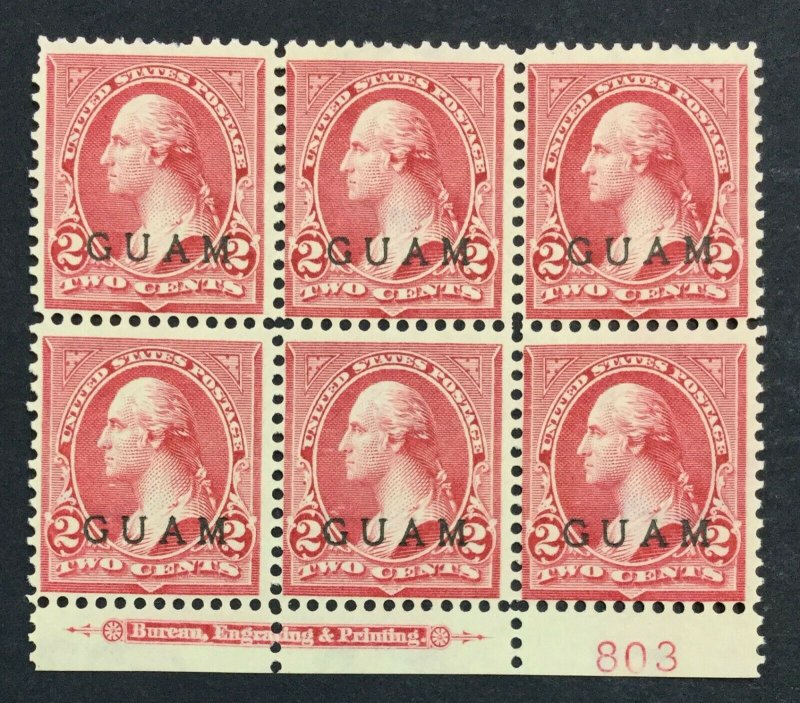 MOMEN: US STAMPS GUAM #2 PLATE BLOCK UNUSED $300 LOT #43155