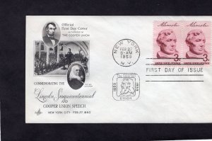 1114 Lincoln, pair FDC ArtCraft