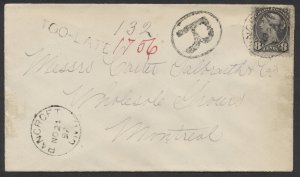 1897 Registered Cover Bancroft ONT to Montreal TOO-LATE RPO #44 8c SQ