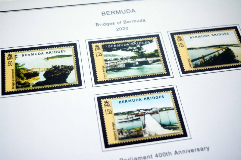 COLOR PRINTED BERMUDA 2000-2020 STAMP ALBUM PAGES (55 illustrated pages)