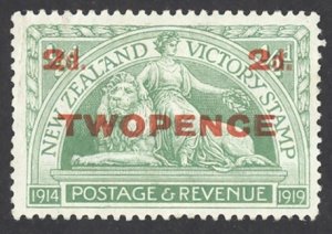 New Zealand Sc# 174 MH (a) 1922 2p on ½p Peace & British Lion