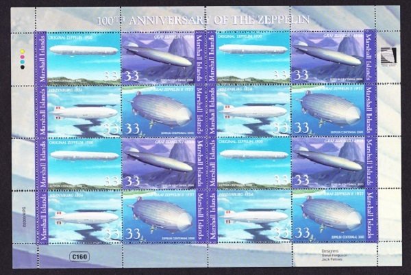 Marshall Islands #739 Anniversary of the Zeppelin MNH sheet of 16