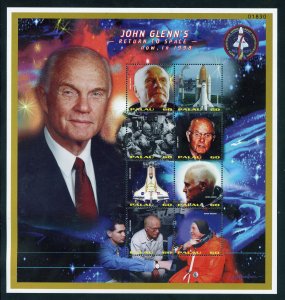 Palau 475-78 MNH,  John Glenn Returns to Space Souvenir Sheets from 1999.