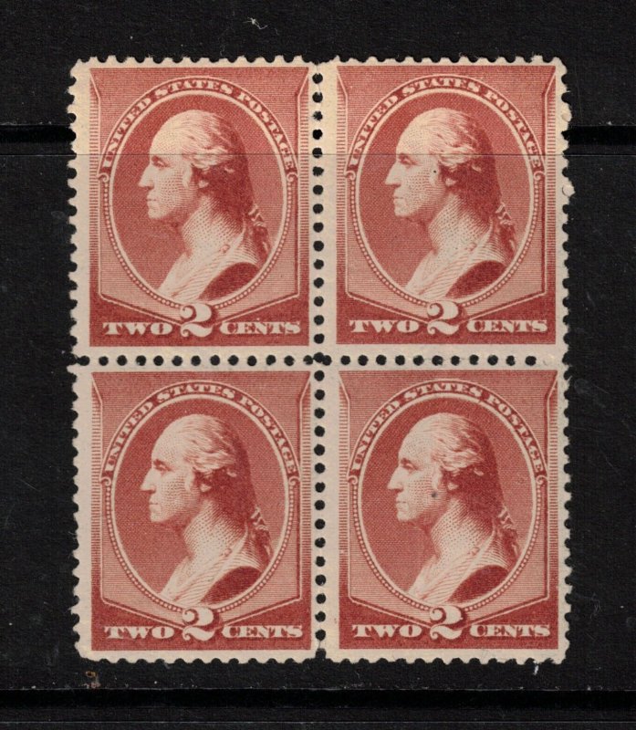 USA #210 Mint Fine Never Hinged Block - Gum Crease On Right Two Stamps