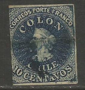 CHILE 2 VFU THIN SCARCE  COLUMBUS Z2-152