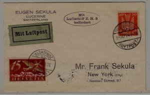 Germany/Switzerland/USA Zeppelin card 30.8.24 Luzern