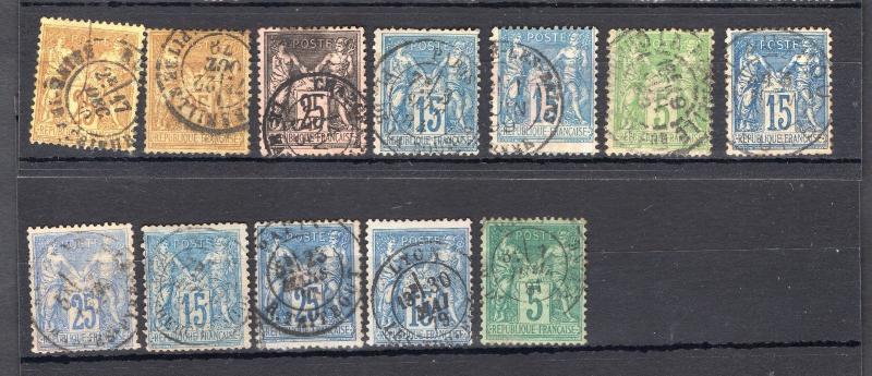 FRANCE USED STAMPS SAGE - EXCEPTIONAL LOT OF  SOTN CANCEL POSTMARKS 