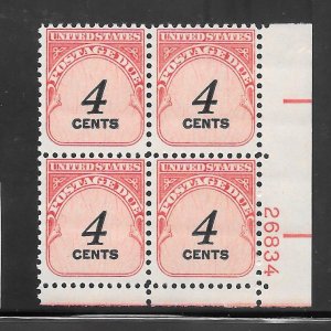 #J92 MNH Plate Block