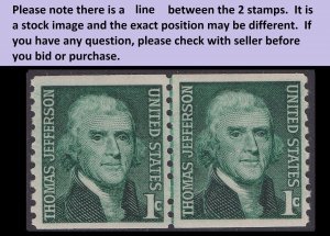 US 1299 Thomas Jefferson 1c coil joint line pair (2 stamps) MNH 1968