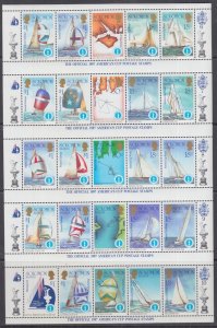 SOLOMON ISLANDS Sc # 570-4a-j TWO SHEETS of 25 DIFF each AMERICA'S CUP RACE