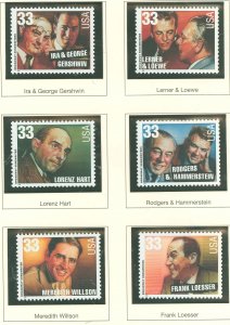 United States #3345-3350 Mint (NH) Single (Complete Set)