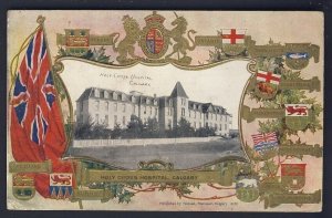 HOLY CROSS HOSPITAL - Patriotic Flag, coat of arms - CALGARY ALBERTA postcard