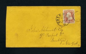 # 65 on cover from Columbus, Ohio to Brooklyn, New York - 9-20-1860's