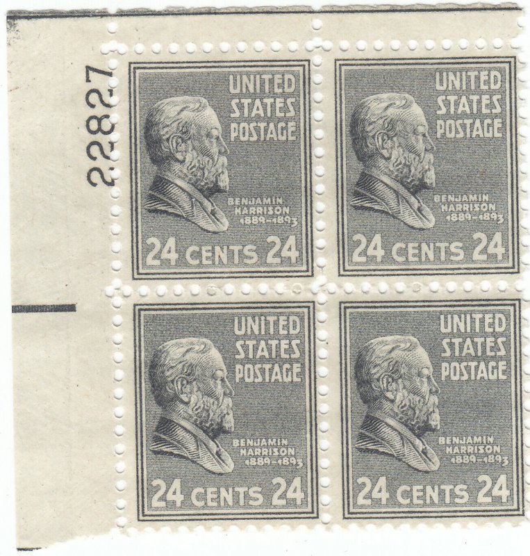 Scott # 828 - 24c Gray Black - Presidential Issue - MNH - plate block of 4