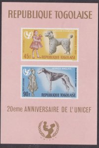 Togo # C64a, UNICEF & Dogs, Souvenir Sheet, NH, 1/2 Cat.