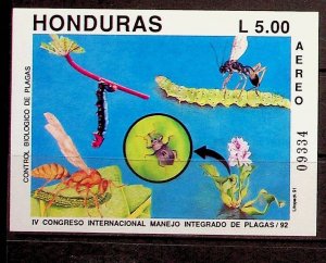 HONDURAS Sc C836 NH SOUVENIR SHEET OF 1991 - INSECTS
