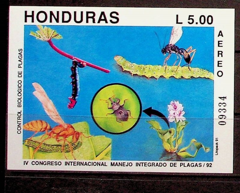 HONDURAS Sc C836 NH SOUVENIR SHEET OF 1991 - INSECTS