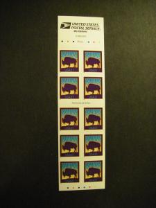 Scott 3484Ag, 21c Bison, #P555555, Pane of 10, Combo die cut