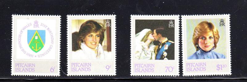 PITCAIRN ISLANDS #213-216   1982  PRINCESS  DIANA  MINT  VF NH  O.G