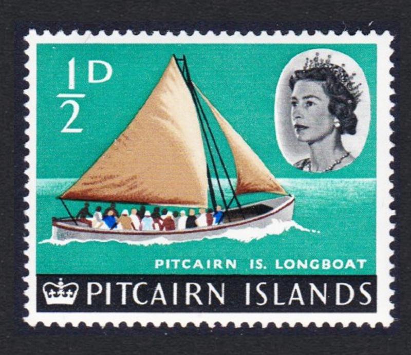 Pitcairn Longboat overprinted Bounty 1v ?d SG#69 SC#72 MI#72