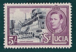 1938    ST. LUCIA  -  SG:137 -  5/- BLACK & MAUVE - KGVI - MOUNTED MINT 