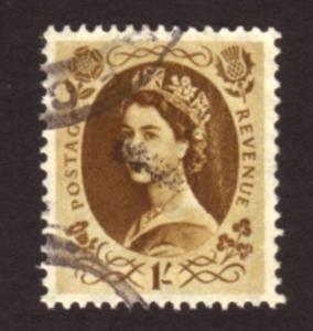 Great Britain 1953 SG#529 1 Shilling Brown QEII  USED.