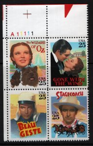 US  2448a  MNH CLASSIC FILMS PLATE BLOCK 1990